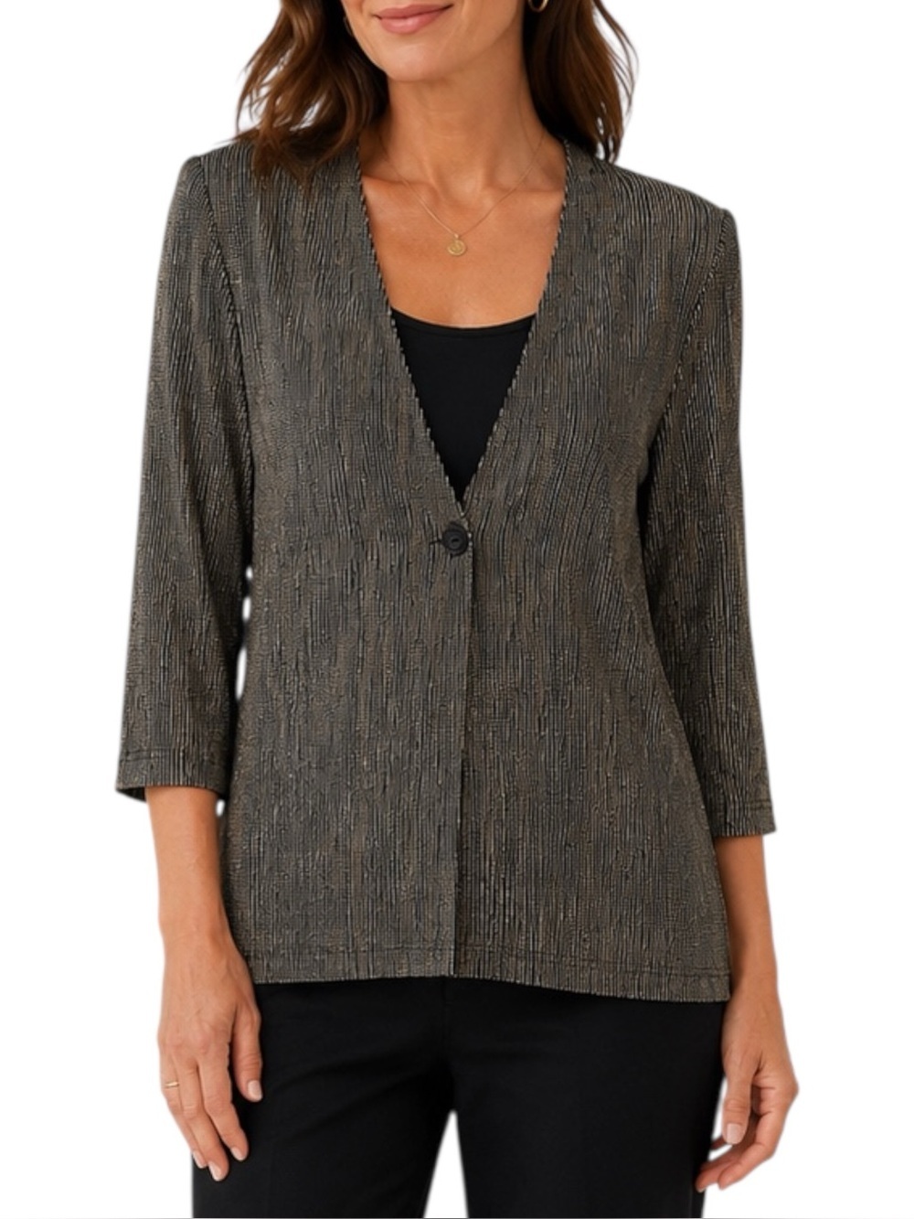 Vintage Ronni Nicole Sport Slinky Stripe Cardigan Jacket USA M Travel